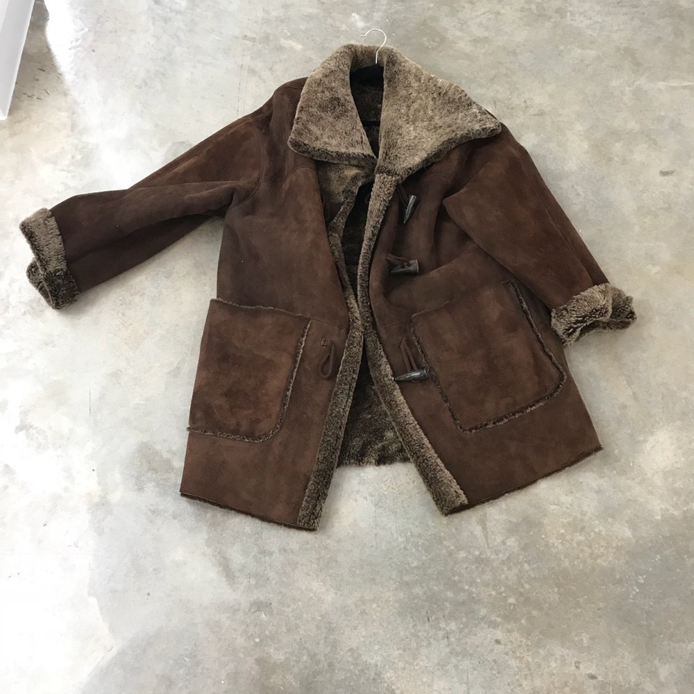 Shearling and suede coat